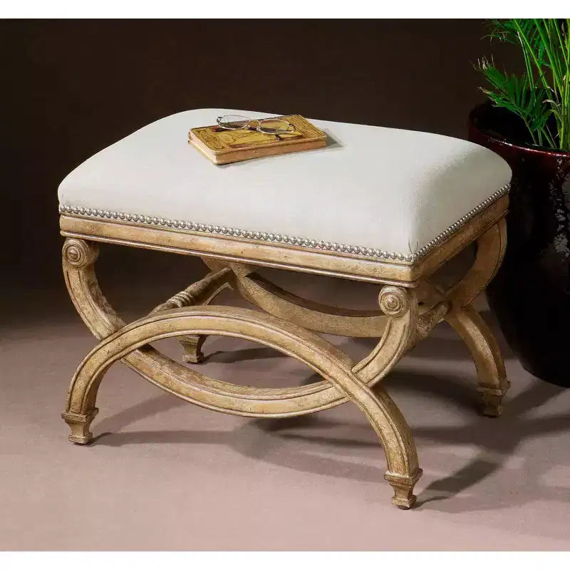Panca rettangolare Uttermost Karline da 58,42 cm in tessuto naturale