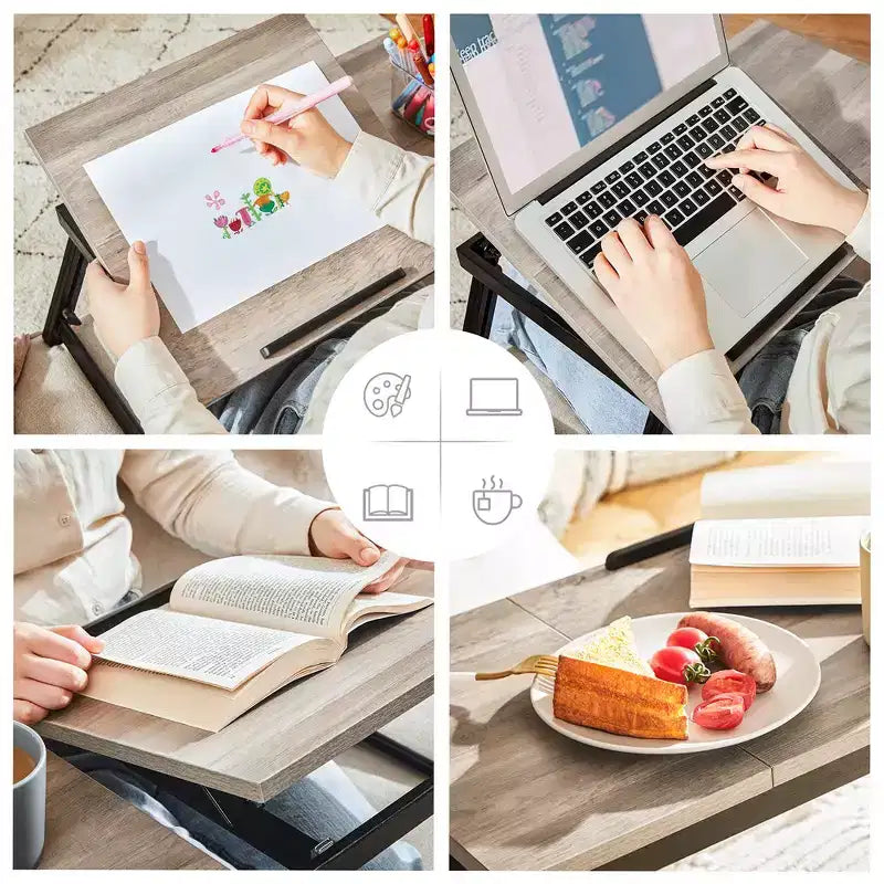 Vassoio da letto per colazione con scrivania per laptop e parte superiore inclinabile regolabile