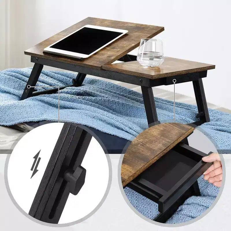 Vassoio da letto per colazione con scrivania per laptop e parte superiore inclinabile regolabile