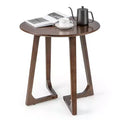 Costway 24 Round Side Table Solid Rubber Wood End Table Beside Sofa&Bed for Small Space Brown/Natural