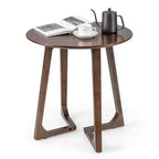 Costway 24 Round Side Table Solid Rubber Wood End Table Beside Sofa&Bed for Small Space Brown/Natural