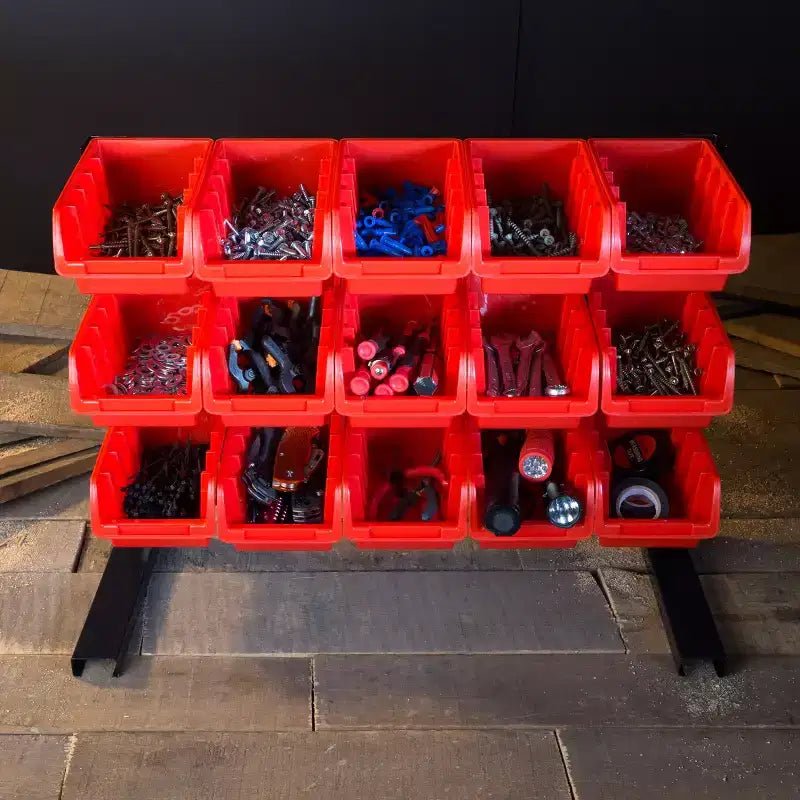 Scaffale Organizer a 15 Scomparti - Robusto Acciaio al Carbonio con Cassetti Impilabili in Plastica per Utensili, Ferramenta, Artigianato, Forniture per Ufficio e altro ancora di Stalwart