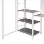 Letto a soppalco singolo/matrimoniale con scrivania e lavagna, letto in metallo con 3 mensole e scaletta - ModernLuxe