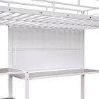 Letto a soppalco singolo/matrimoniale con scrivania e lavagna, letto in metallo con 3 mensole e scaletta - ModernLuxe