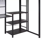 Letto a soppalco singolo/matrimoniale con scrivania e lavagna, letto in metallo con 3 mensole e scaletta - ModernLuxe