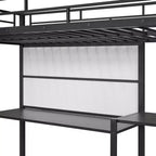 Letto a soppalco singolo/matrimoniale con scrivania e lavagna, letto in metallo con 3 mensole e scaletta - ModernLuxe