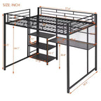 Letto a soppalco singolo/matrimoniale con scrivania e lavagna, letto in metallo con 3 mensole e scaletta - ModernLuxe