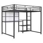 Letto a soppalco singolo/matrimoniale con scrivania e lavagna, letto in metallo con 3 mensole e scaletta - ModernLuxe