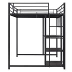 Letto a soppalco singolo/matrimoniale con scrivania e lavagna, letto in metallo con 3 mensole e scaletta - ModernLuxe