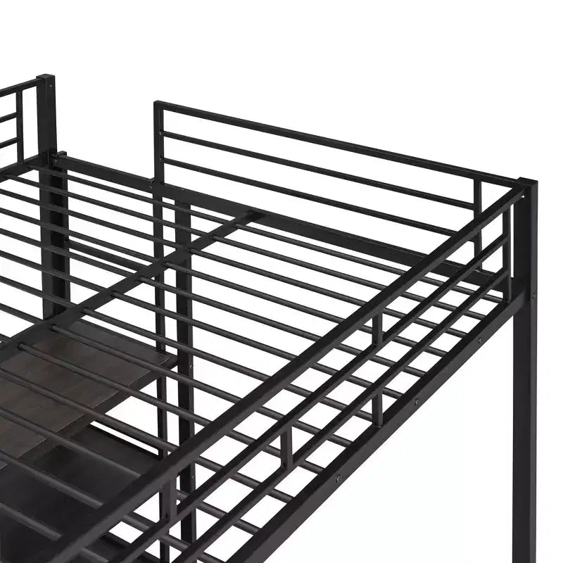 Letto a soppalco singolo/matrimoniale con scrivania e lavagna, letto in metallo con 3 mensole e scaletta - ModernLuxe