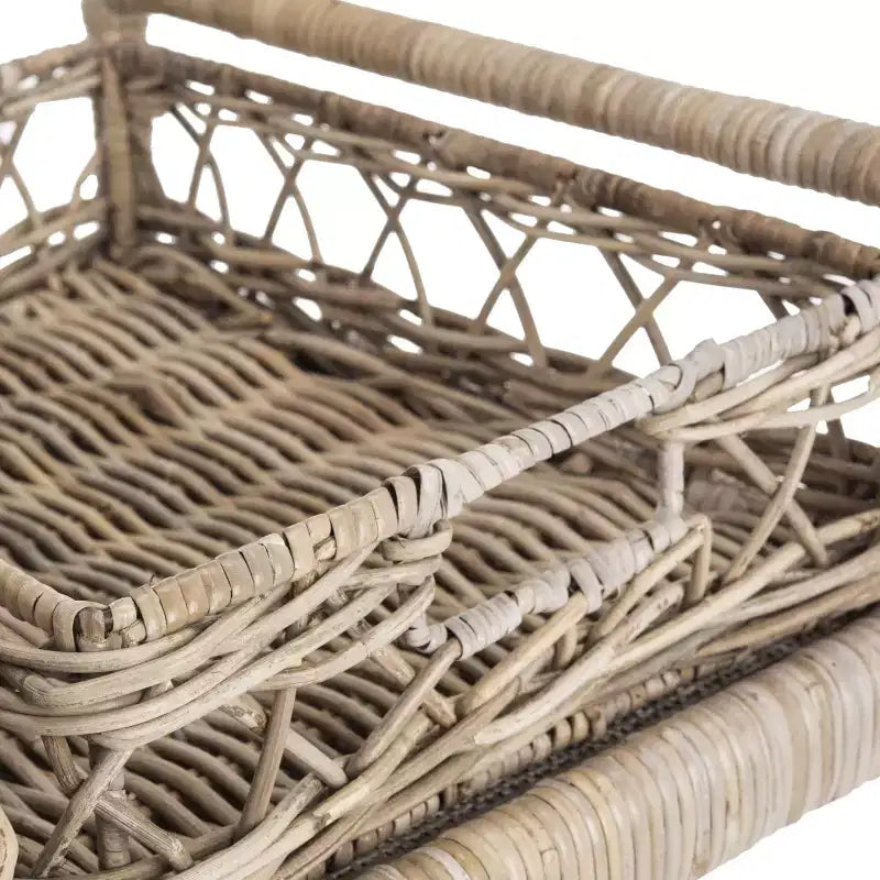Carrello bar a 2 livelli in rattan Ambrose - BCT6500A - Naturale non rifinito - Safavieh