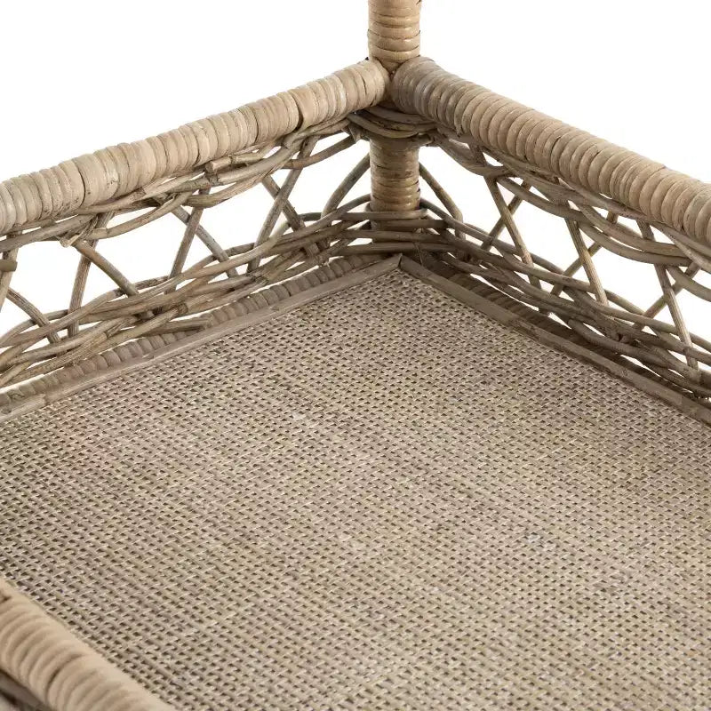 Carrello bar a 2 livelli in rattan Ambrose - BCT6500A - Naturale non rifinito - Safavieh