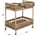 Carrello bar a 2 livelli in rattan Ambrose - BCT6500A - Naturale non rifinito - Safavieh