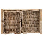 Carrello bar a 2 livelli in rattan Ambrose - BCT6500A - Naturale non rifinito - Safavieh
