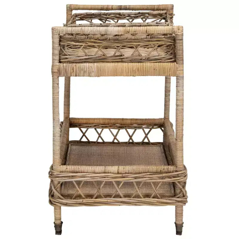 Carrello bar a 2 livelli in rattan Ambrose - BCT6500A - Naturale non rifinito - Safavieh