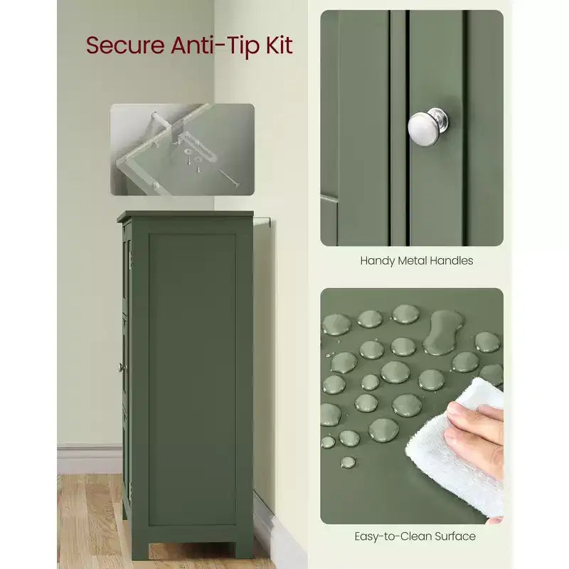 VASAGLE Mobiletto da Bagno a Terra, Mobile da Bagno Indipendente, con 3 Grandi Cassetti e 1 Ripiano Regolabile, 30 x 60 x 81 cm