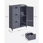 VASAGLE Mobiletto da Bagno a Terra, Mobile da Bagno Indipendente, con 3 Grandi Cassetti e 1 Ripiano Regolabile, 30 x 60 x 81 cm