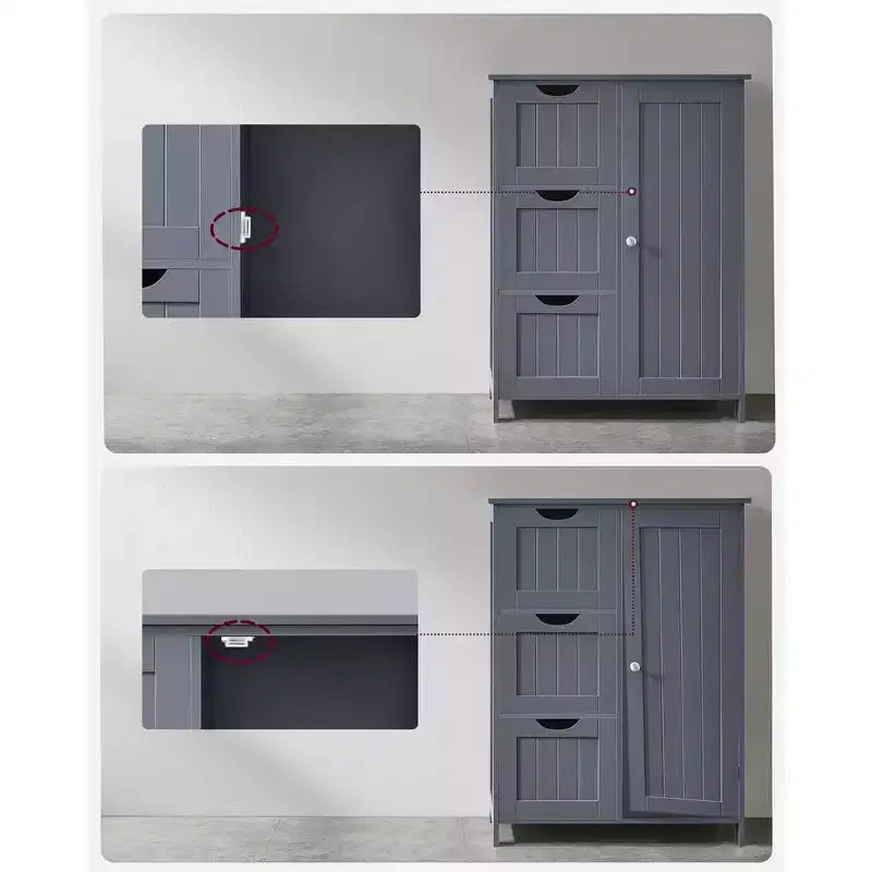 VASAGLE Mobiletto da Bagno a Terra, Mobile da Bagno Indipendente, con 3 Grandi Cassetti e 1 Ripiano Regolabile, 30 x 60 x 81 cm