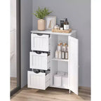 VASAGLE Mobiletto da Bagno a Terra, Mobile da Bagno Indipendente, con 3 Grandi Cassetti e 1 Ripiano Regolabile, 30 x 60 x 81 cm