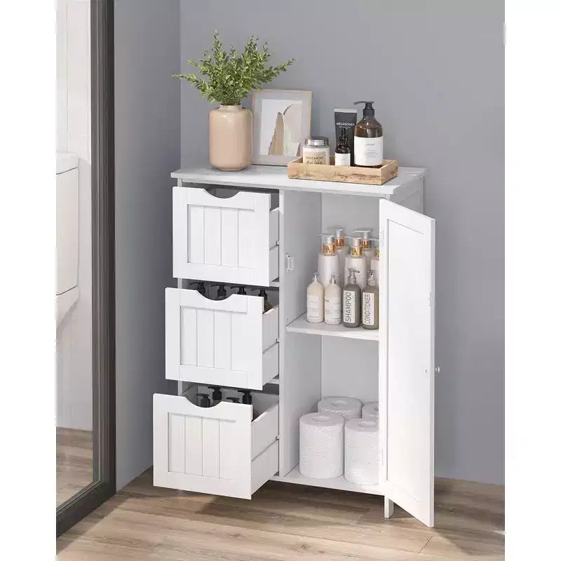 VASAGLE Mobiletto da Bagno a Terra, Mobile da Bagno Indipendente, con 3 Grandi Cassetti e 1 Ripiano Regolabile, 30 x 60 x 81 cm