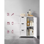VASAGLE Mobiletto da Bagno a Terra, Mobile da Bagno Indipendente, con 3 Grandi Cassetti e 1 Ripiano Regolabile, 30 x 60 x 81 cm