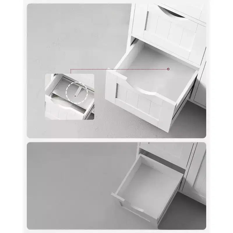 VASAGLE Mobiletto da Bagno a Terra, Mobile da Bagno Indipendente, con 3 Grandi Cassetti e 1 Ripiano Regolabile, 30 x 60 x 81 cm