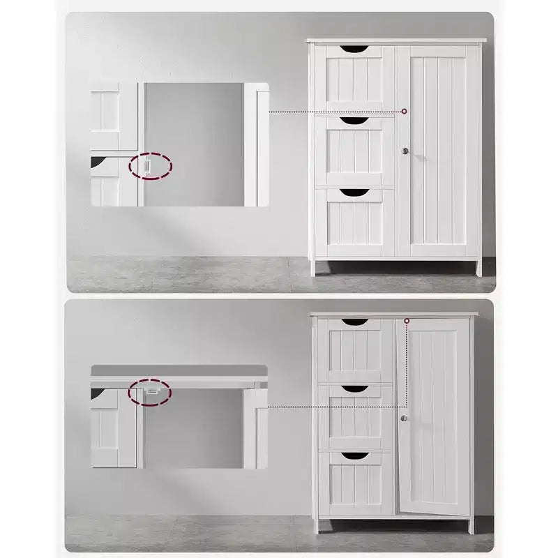 VASAGLE Mobiletto da Bagno a Terra, Mobile da Bagno Indipendente, con 3 Grandi Cassetti e 1 Ripiano Regolabile, 30 x 60 x 81 cm
