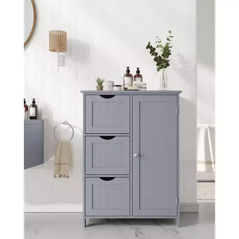 VASAGLE Mobiletto da Bagno a Terra, Mobile da Bagno Indipendente, con 3 Grandi Cassetti e 1 Ripiano Regolabile, 30 x 60 x 81 cm