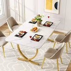 Tribesings Tavolo da Pranzo da 160 cm per 4 Persone, Tavolo da Cucina Rettangolare con Gambe in Metallo