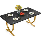 Tribesings Tavolo da Pranzo da 160 cm per 4 Persone, Tavolo da Cucina Rettangolare con Gambe in Metallo