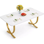 Tribesings Tavolo da Pranzo da 160 cm per 4 Persone, Tavolo da Cucina Rettangolare con Gambe in Metallo