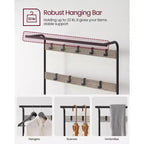 VASAGLE Appendiabiti, Appendiabiti da Ingresso con Scarpiera e Panchina, 4-in-1, con 9 Ganci Rimovibili e Asta Appendiabiti