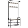 VASAGLE Coat Rack, Hall Tree with Shoe Bench Entryway Bench with Coat Rack, 4-in-1, with 9 Removable Hooks, a Hanging Rod