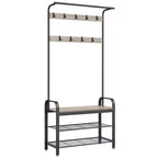 VASAGLE Coat Rack, Hall Tree with Shoe Bench Entryway Bench with Coat Rack, 4-in-1, with 9 Removable Hooks, a Hanging Rod