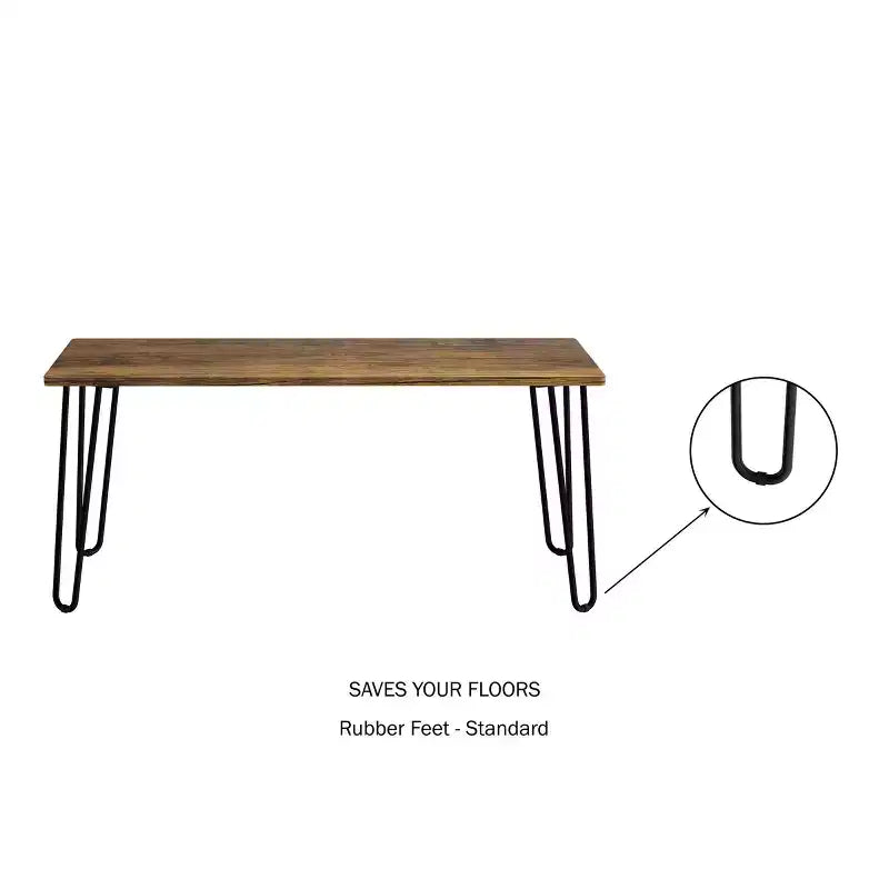 Lavish Home Tavolino da Caffè Moderno con Gambe a Forcina, Stile Industriale Moderno Effetto Venatura del Legno e Accenti in Acciaio, Mobili per Soggiorno