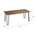Lavish Home Tavolino da Caffè Moderno con Gambe a Forcina, Stile Industriale Moderno Effetto Venatura del Legno e Accenti in Acciaio, Mobili per Soggiorno