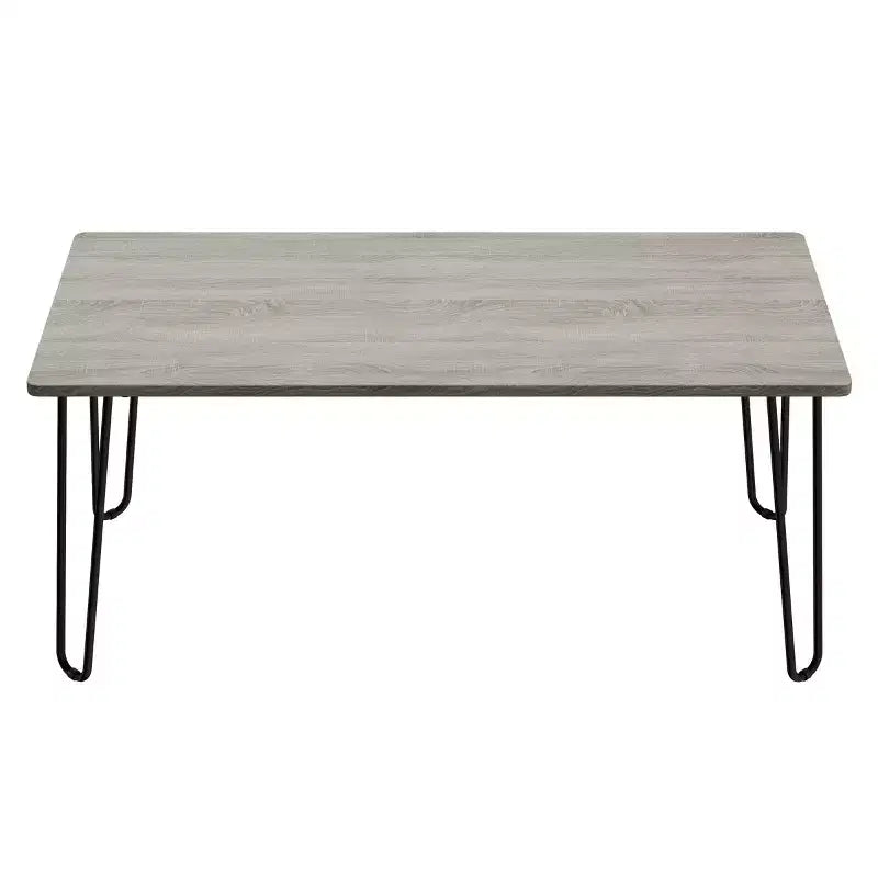 Lavish Home Tavolino da Caffè Moderno con Gambe a Forcina, Stile Industriale Moderno Effetto Venatura del Legno e Accenti in Acciaio, Mobili per Soggiorno