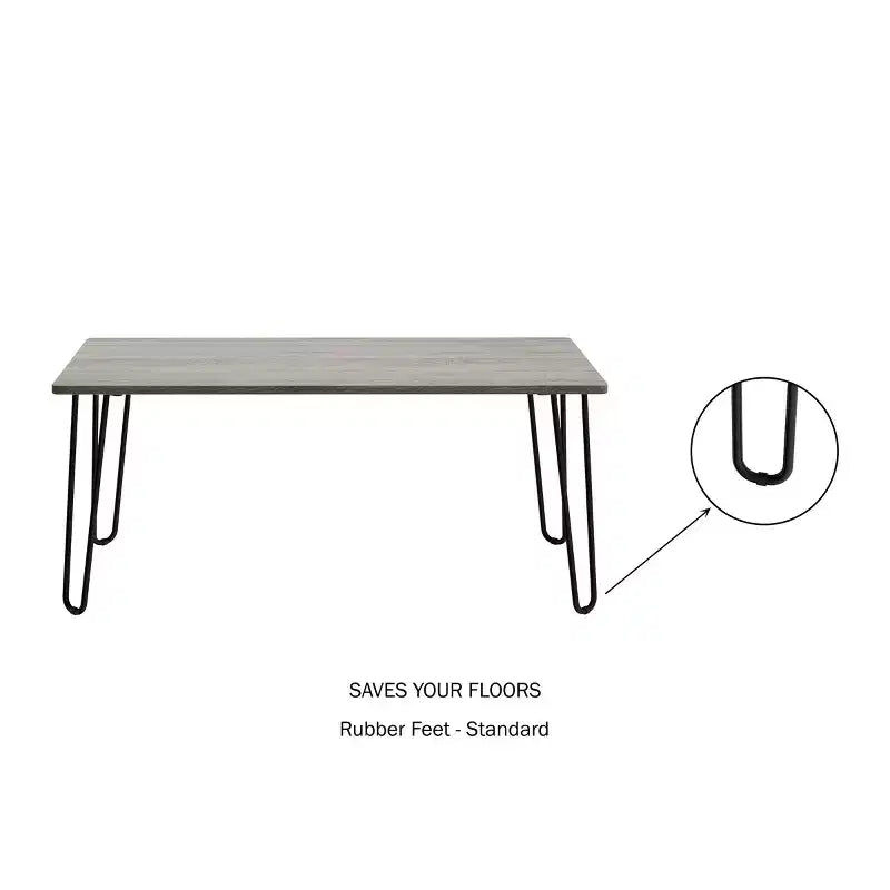 Lavish Home Tavolino da Caffè Moderno con Gambe a Forcina, Stile Industriale Moderno Effetto Venatura del Legno e Accenti in Acciaio, Mobili per Soggiorno