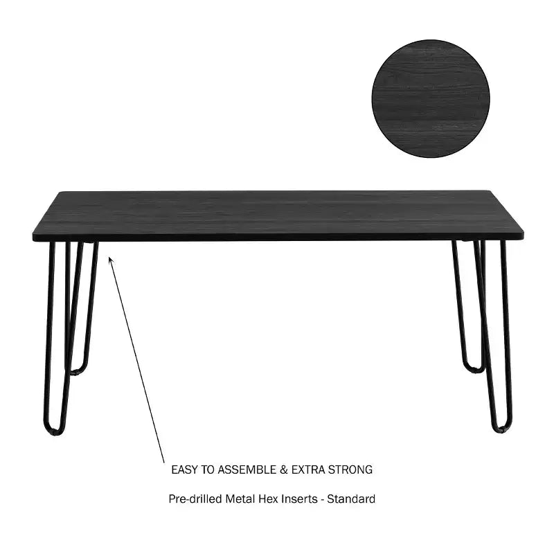 Lavish Home Tavolino da Caffè Moderno con Gambe a Forcina, Stile Industriale Moderno Effetto Venatura del Legno e Accenti in Acciaio, Mobili per Soggiorno