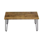 Lavish Home Tavolino da Caffè Moderno con Gambe a Forcina, Stile Industriale Moderno Effetto Venatura del Legno e Accenti in Acciaio, Mobili per Soggiorno