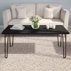 Lavish Home Modern Coffee Table with Hairpin Legs, Modern Industrial Style Woodgrain-Look and Steel Accent Living Room Furniture