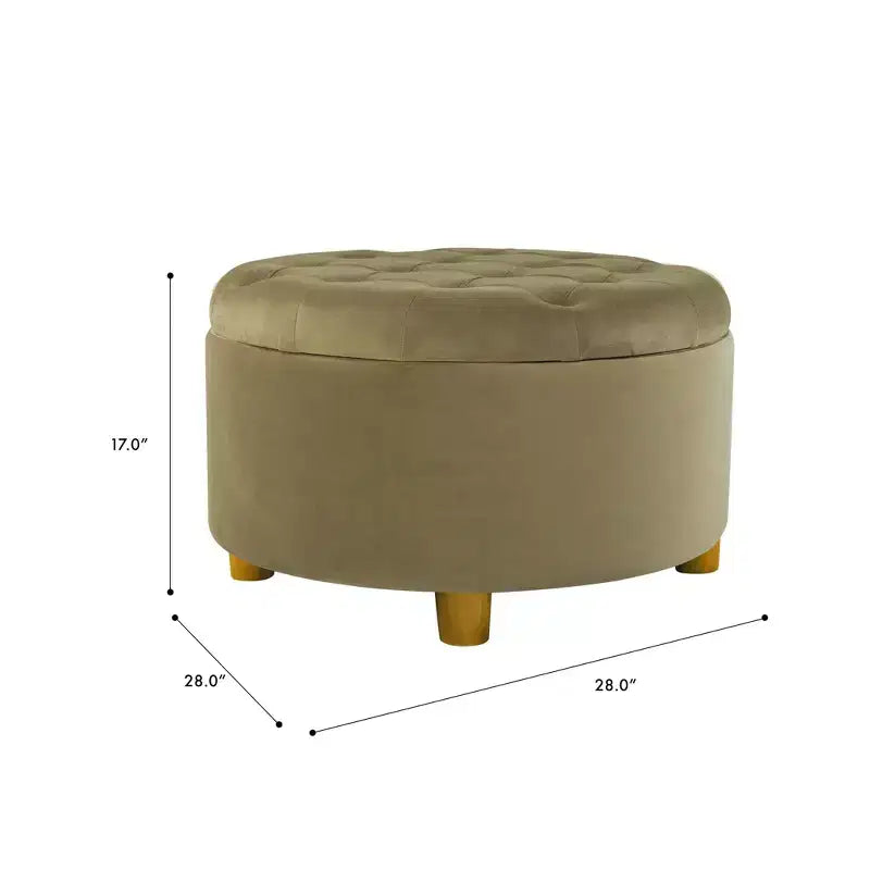 Poggiapiedi rotondo imbottito in velluto con contenitore - HomePop