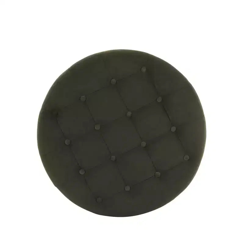 Poggiapiedi rotondo imbottito in velluto con contenitore - HomePop