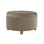Poggiapiedi rotondo imbottito in velluto con contenitore - HomePop