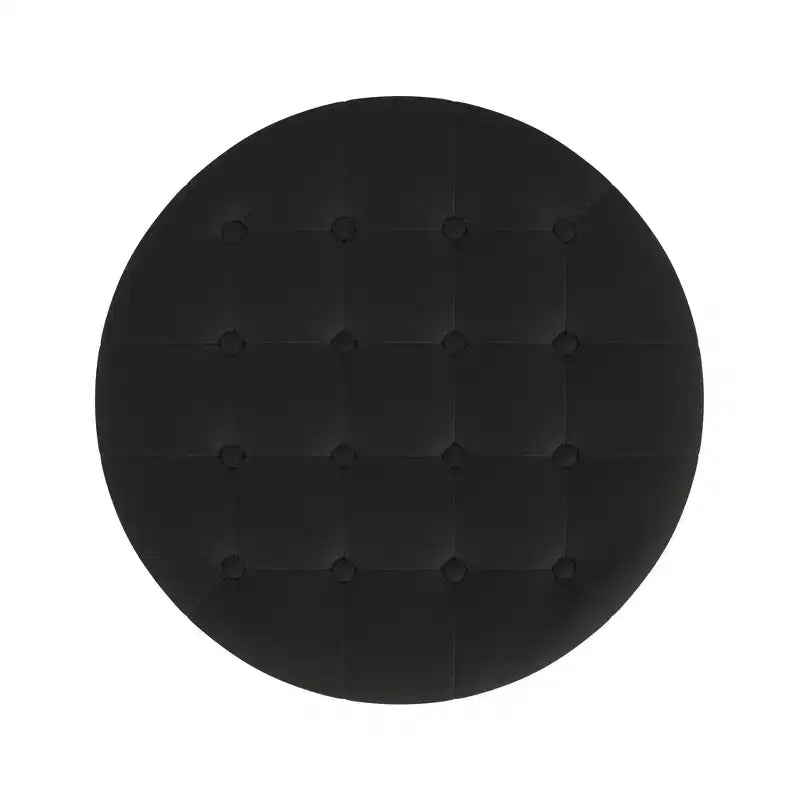 Poggiapiedi rotondo imbottito in velluto con contenitore - HomePop