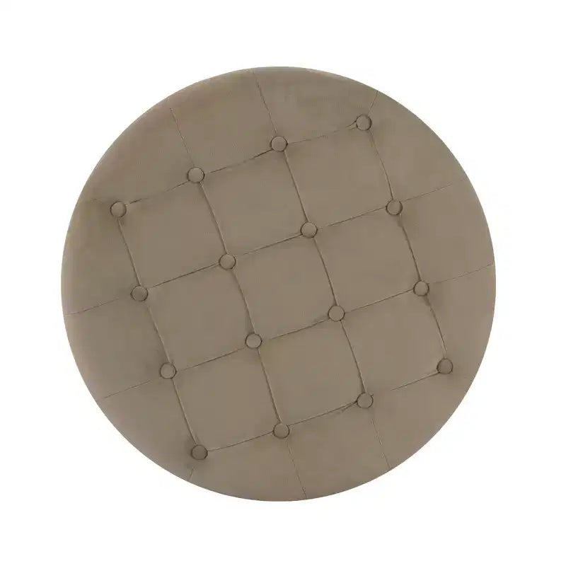 Poggiapiedi rotondo imbottito in velluto con contenitore - HomePop