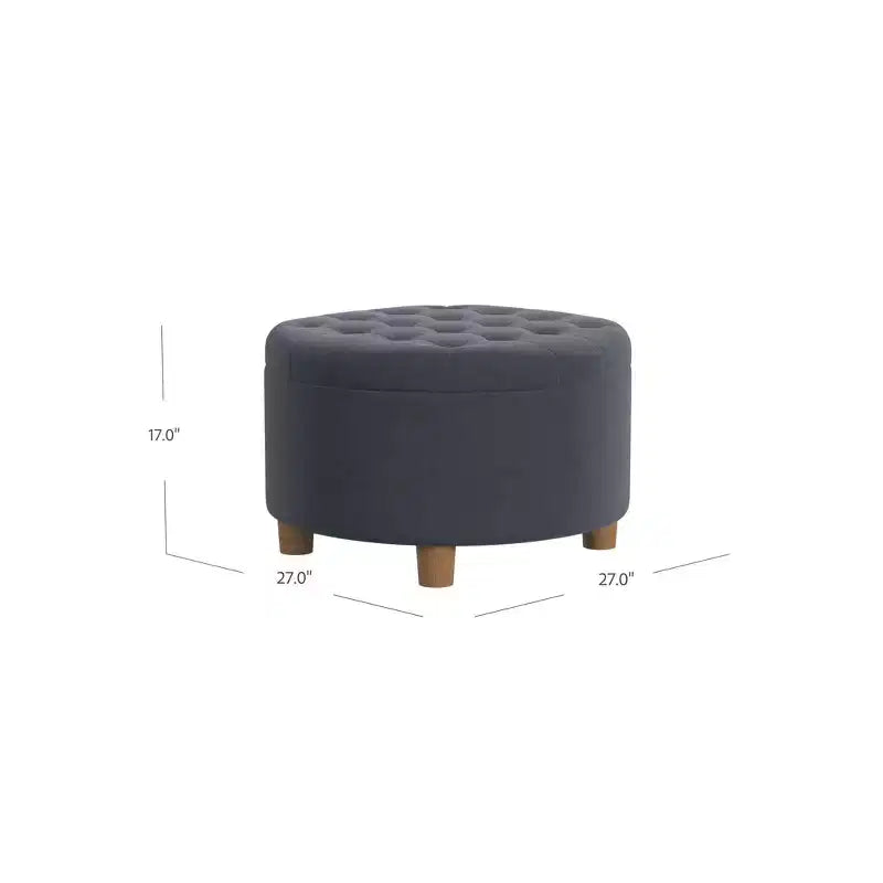 Poggiapiedi rotondo imbottito in velluto con contenitore - HomePop