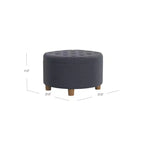 Poggiapiedi rotondo imbottito in velluto con contenitore - HomePop