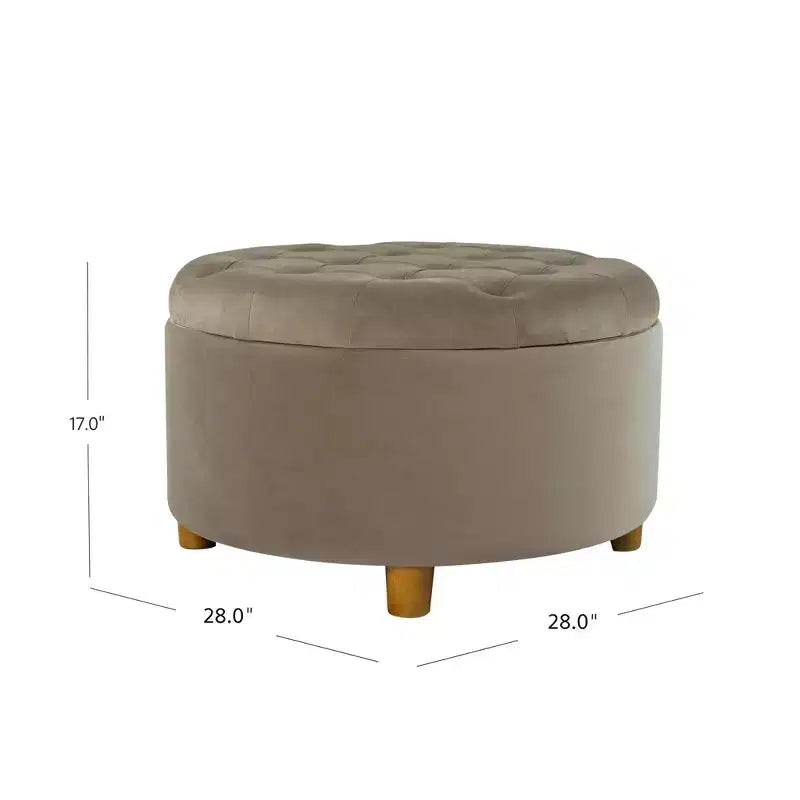 Poggiapiedi rotondo imbottito in velluto con contenitore - HomePop