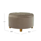 Poggiapiedi rotondo imbottito in velluto con contenitore - HomePop